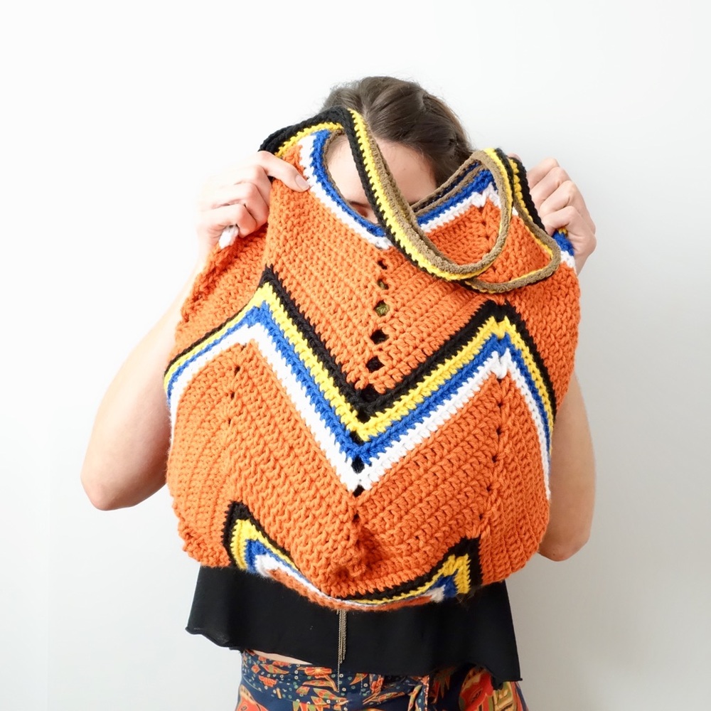 World Market Chunky Knit LARGE Tote HANDMADE